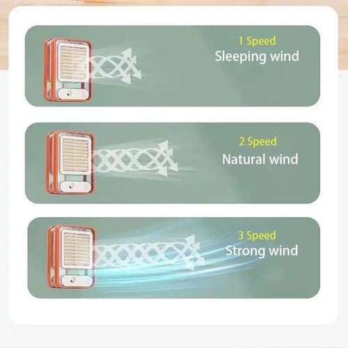 مروحة صغيرة مع رذاذ وإضاءة LED من KRAWN تعمل باللم...