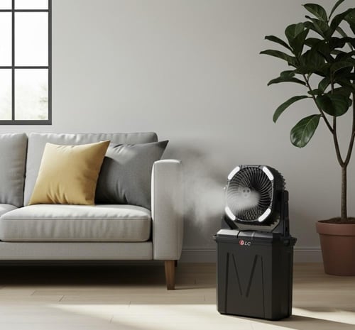 مروحة رذاذ محمولة DLC-31068 بقوة 15 واط، تبريد فور...