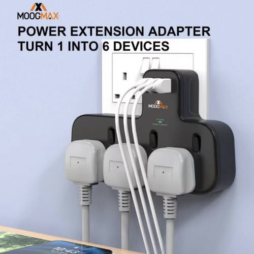 توصيلة كهربائيه جدارية بــ 3 منافذ كهرب + 2 USB +...