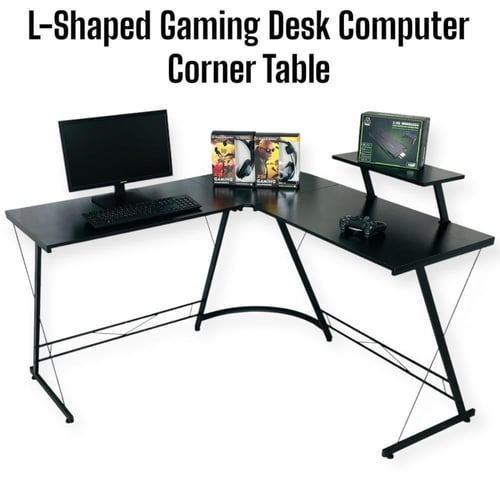 مكتب كمبيوتر بتصميم أنيق على شكل حرف "L" طاولة ألع...