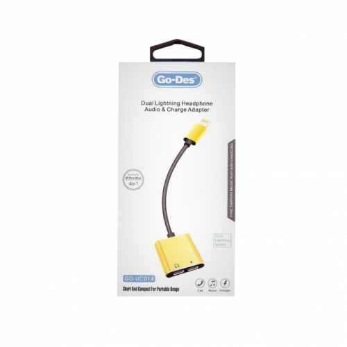 وصلة الايفون 2 في 1 من Go-Des | مدخل سماعة والشاحن...