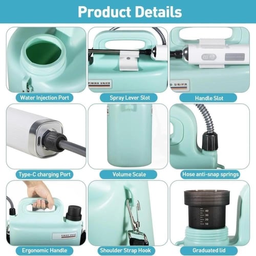 خزان ماء 6 لتر مع شطاف ومضخة رش شحن بطارية 1500ملي...