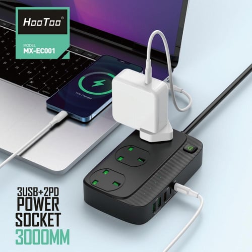 هوتو توصيلة كهرباء 3 افياش و 3منافذ usb ومنفذين PD...