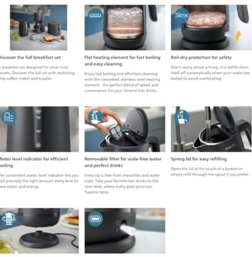 فيليبس غلاية كهربائية 1.7 لتر من سلسلة 1000