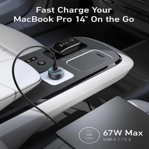 انكر شاحن سيارة بقوة 67 واط 3 منافذ مدخلين تايب سي...