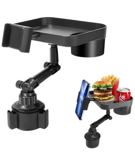 حامل أكواب ومنصة طعام مع حامل جوال للسيارة 2 في 1...