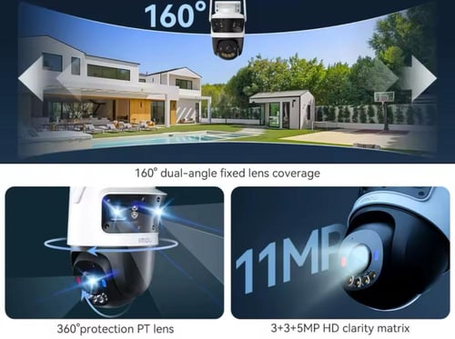 كاميرا واي فاي 11 ميجا خارجية متحركة بثلاث عدسات ن...