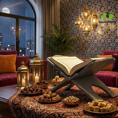 بكج مصحف مع حامل خشبي مع فاصل حديد ذهبي مصحف المدي...