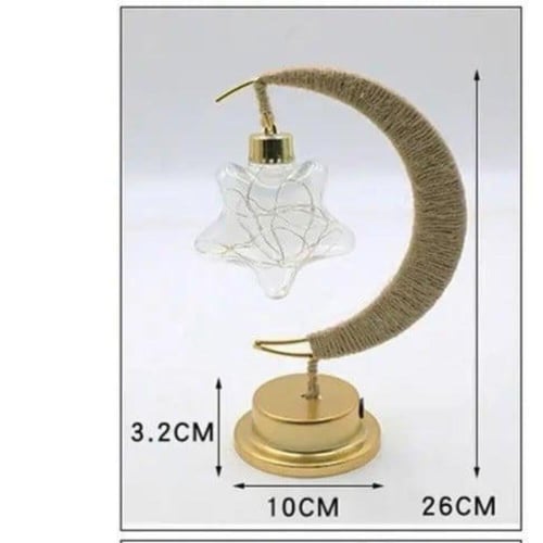 نجمة خماسية على شكل هلال معدنية Led مضيئة مضفرة بخ...