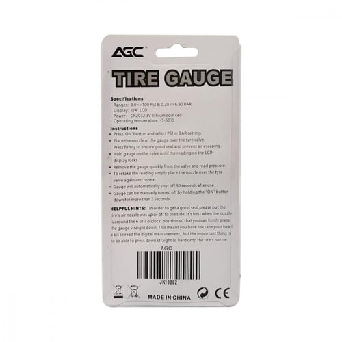 عيار هواء رقمي لقياس ضغط إطار السيارات ماركة AGC