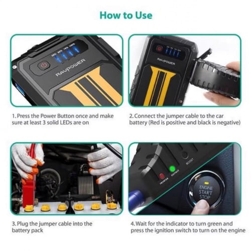 راف باور بطارية ومشغل سيارة بقوة 8000 ملي امبير -...