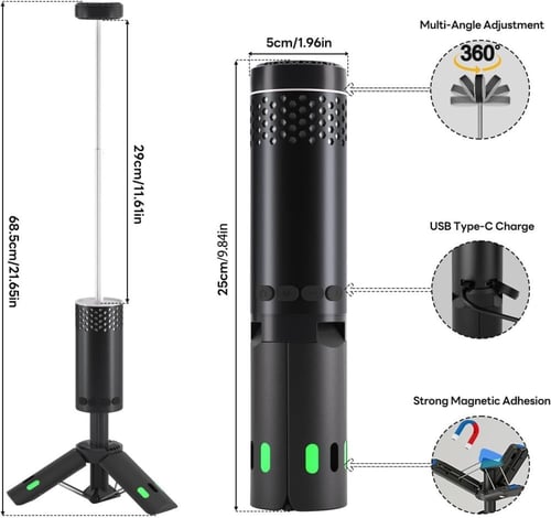 مصباح تخييم قابل لاعادة الشحن مع بطارية لشحن الجوا...