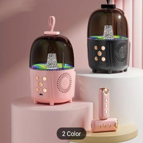 سبيكر مع مكرفونين لاسلكي ومدخل لذاكرة وبلوتوث مع ا...