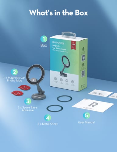 راف باور حامل جوال مغناطيسي ميج سيف لون اسود-RAVPo...