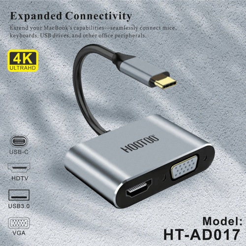 وصلة تايب سي بروجكتر 4 في 1 USB C to HDMI VGA Adap...