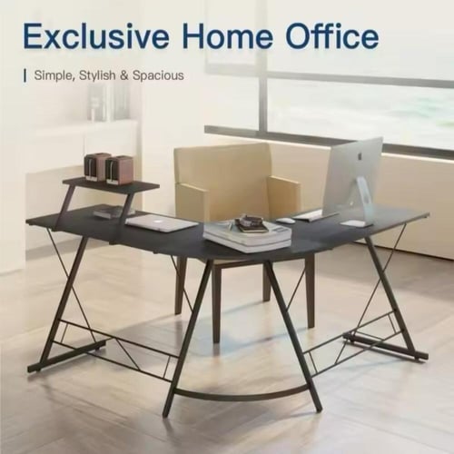 مكتب كمبيوتر بتصميم أنيق على شكل حرف "L" طاولة ألع...