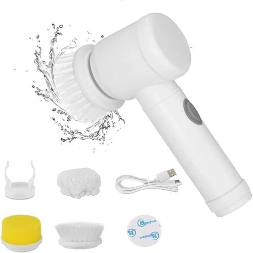 فرشاة تنظيف و غسيل الصحون المحمولة 5 في 1 مع 5 رؤو...