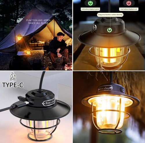 مصباح LED للتخييم قابل لاعادة الشحن تايب سي