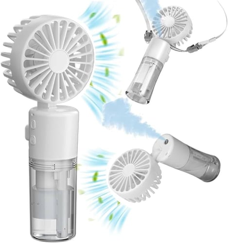 مروحة صغيرة مع رذاذ 4 سرعات محمولة شحن تايب سي رذا...