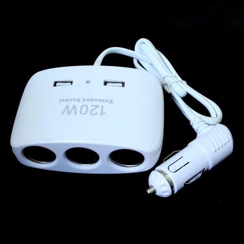 توصيلة 3 مداخل ولاعة للسيارة مع 2 مدخل يو اس بي US...