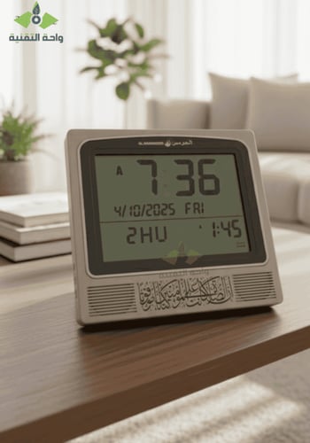 ساعة الحرمين ساعة اذان تدعم لـغتين AL-HARAMEEN HA-...