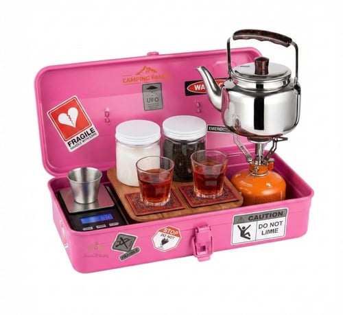 صندوق عزبة شاي حديد بكامل الاغراض مناسب للبر والكش...