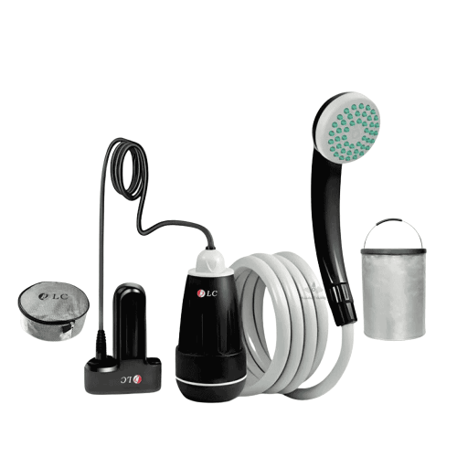 دش وشطاف المسافر القابل للشحن مع سطل 15 لتر وبطاري...