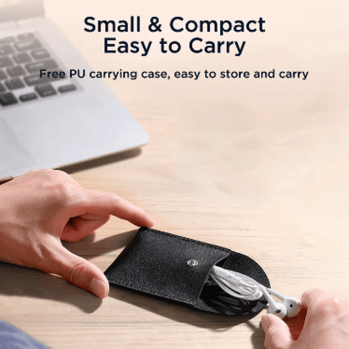 جيروم سماعه اذن سلكية مدخل 3.5mm بمايك مدمج مع حقي...