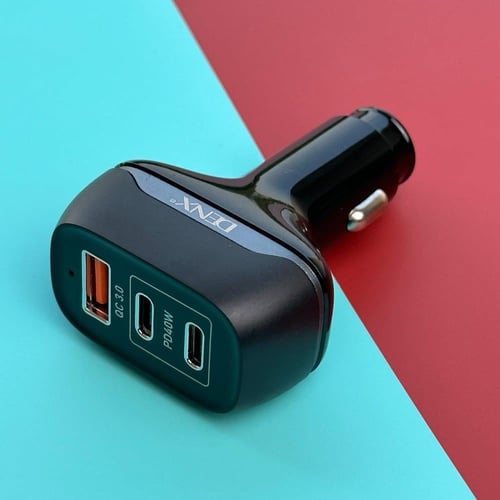 شاحن سيارة مدخلين PD بقوة W40 و مدخل USB موديل DX1...