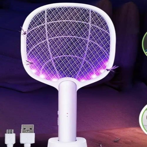 مضرب صاعق ذباب كهربائي محمول قابل لإعادة الشحن بمن...