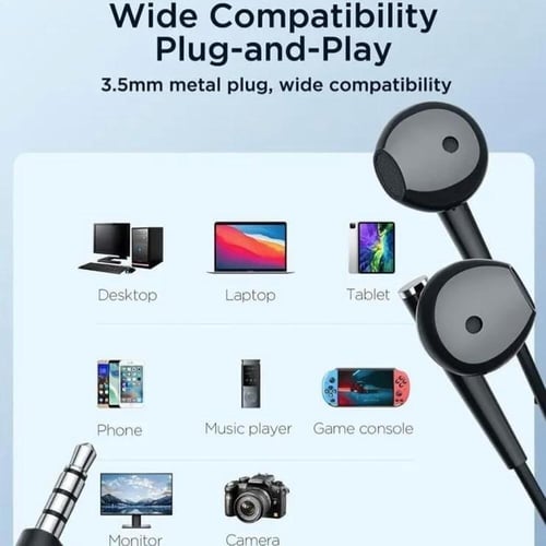 جيروم سماعه اذن سلكية مدخل 3.5mm بمايك مدمج مع حقي...