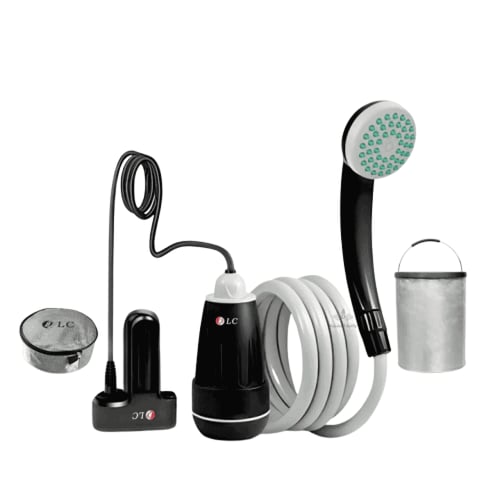 دش وشطاف المسافر القابل للشحن مع سطل 15 لتر وبطاري...