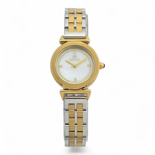 ساعة يد نسائية فضي × ذهبي بتصميم عصري