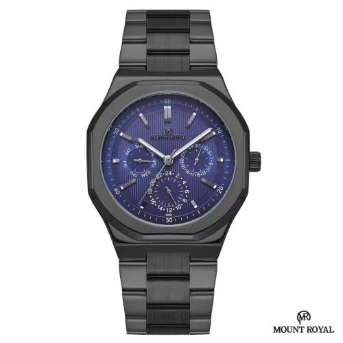 ساعة مونت رويال سيلفر ميست بالمينا الكحلي