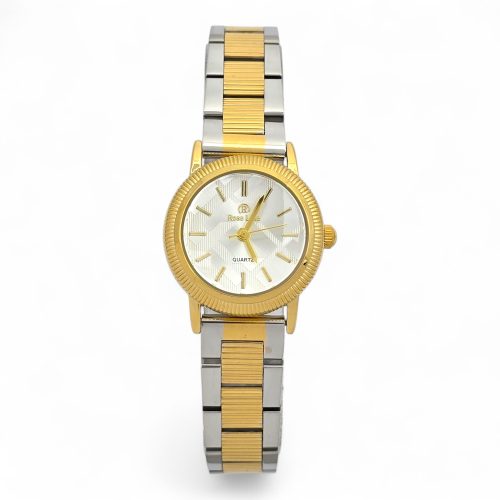 ساعة نسائية فاخرة – تصميم فضي × ذهبي مميز