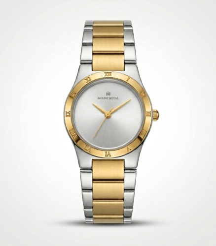 ساعه نسائيه مونت رويال هيريتيج ياللون الفضي و الذه...