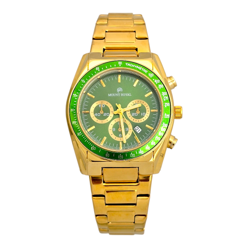 ساعة رجالي ذهبي مينا اخضر - مونت رويال