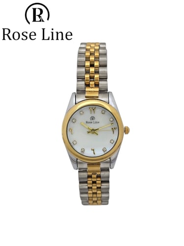 ساعه يد من روز لاين نسائي فضي مع ذهبي
