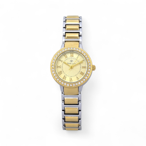 ساعة يد نسائية فضية ذهبية – تصميم فاخر من الستانلس...