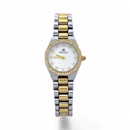 ساعة يد نسائية باللون الفضي ذهبي