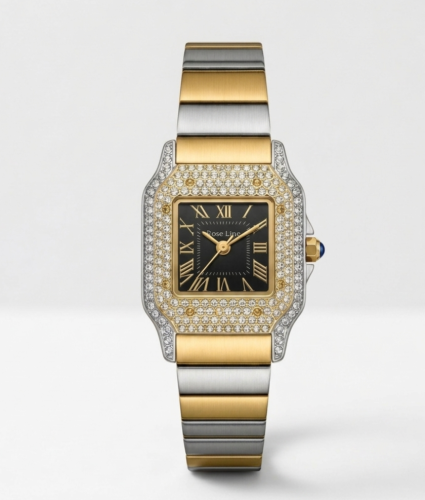 ساعة روز لاين النسائيه إطار مرصع وأرقام رومانية با...