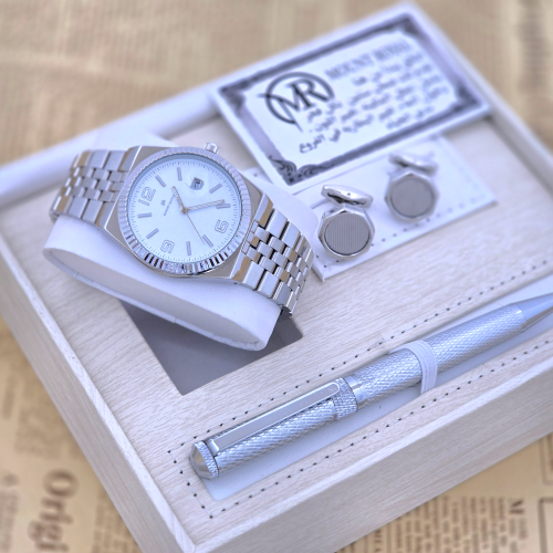 طقم الأناقة من مونت رويال باللون الفضي ميناء ابيض