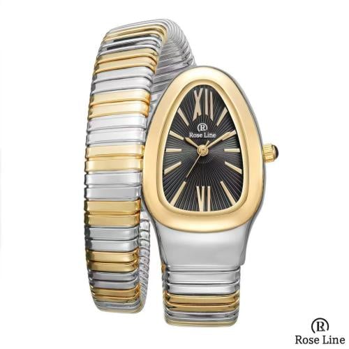 ساعة الثعبان النسائيه باللون الفضي الذهبي والميناء...