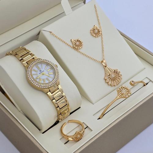هديه نسائي راقي ساعه وطقم زركون ناعم