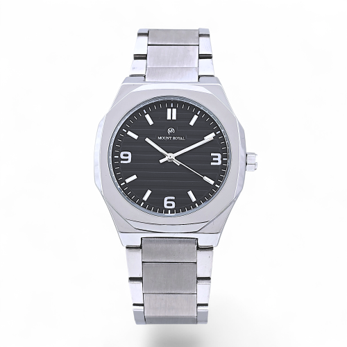 ساعه رجاليه استيل كلاسيكيه بالون الفضي