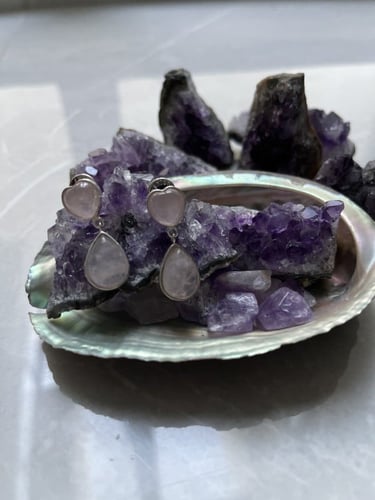 حلق الروز كوارتز دورين - فضه عيار 925