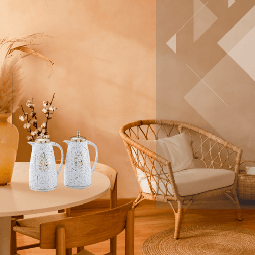 طقم ترامس أبيض مزخرف للشاي والقهوة من رويال كاميل0...