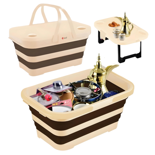 سلة رحلات وطاولة قابلة للطي