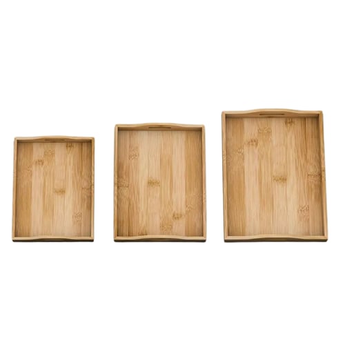 طقم صواني تقديم خشبية فاخرة من الخيزران الطبيعي