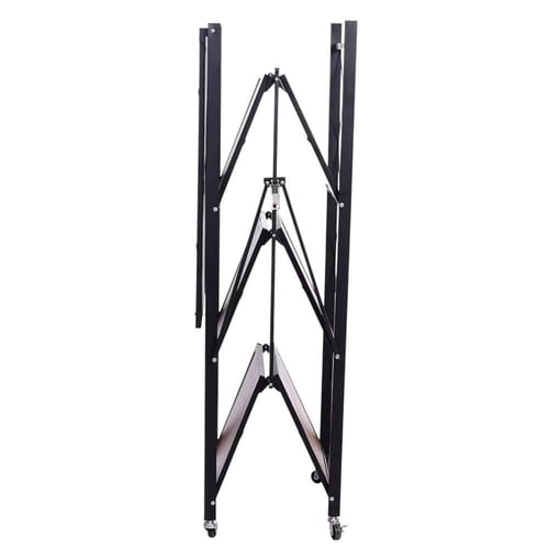 رف تخزين قابل للطي معدني مع 4 أرفف خشبية